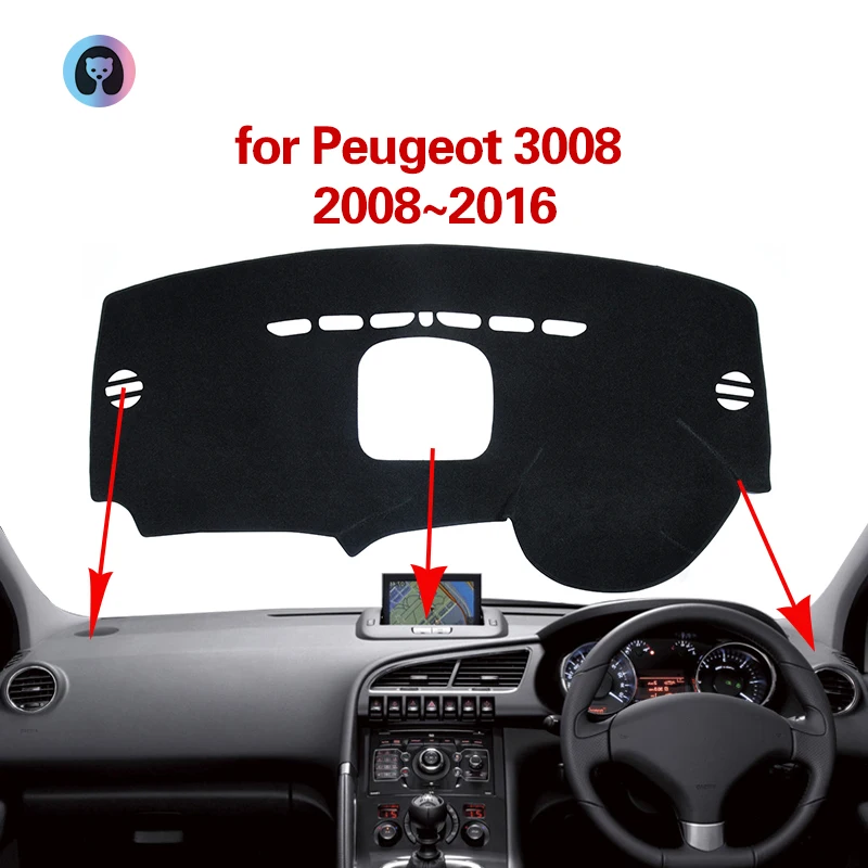 

for Peugeot 3008 2008~2016 Anti-Slip Mat Dashboard Cover Pad Flannel Sunshade Dashmat Carpet Car Accessories 2009 2010 2011 2012