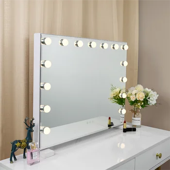 

Make up mirror, Hollywood bathroom make-up mirror 15 LED bulbs popular fashion new rechargeable makeup table led desktop