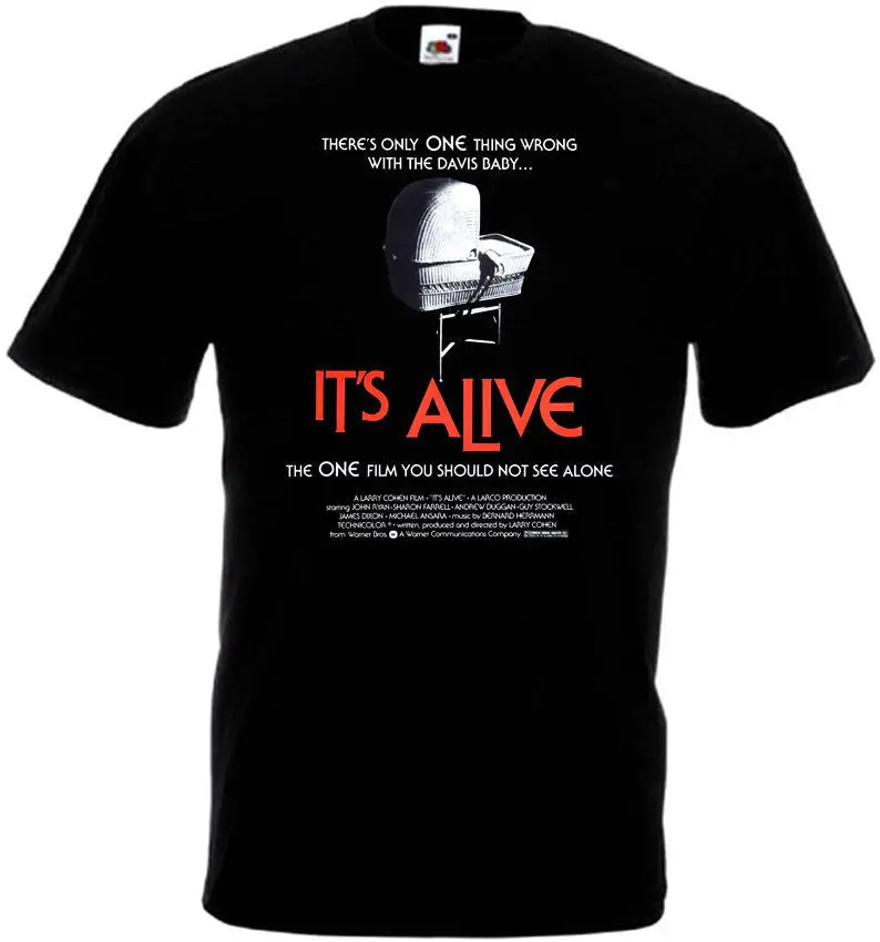 It's Alive Movie Poster принт футболка с буквами японский круглый воротник футболки Высокое качество футболки Череп