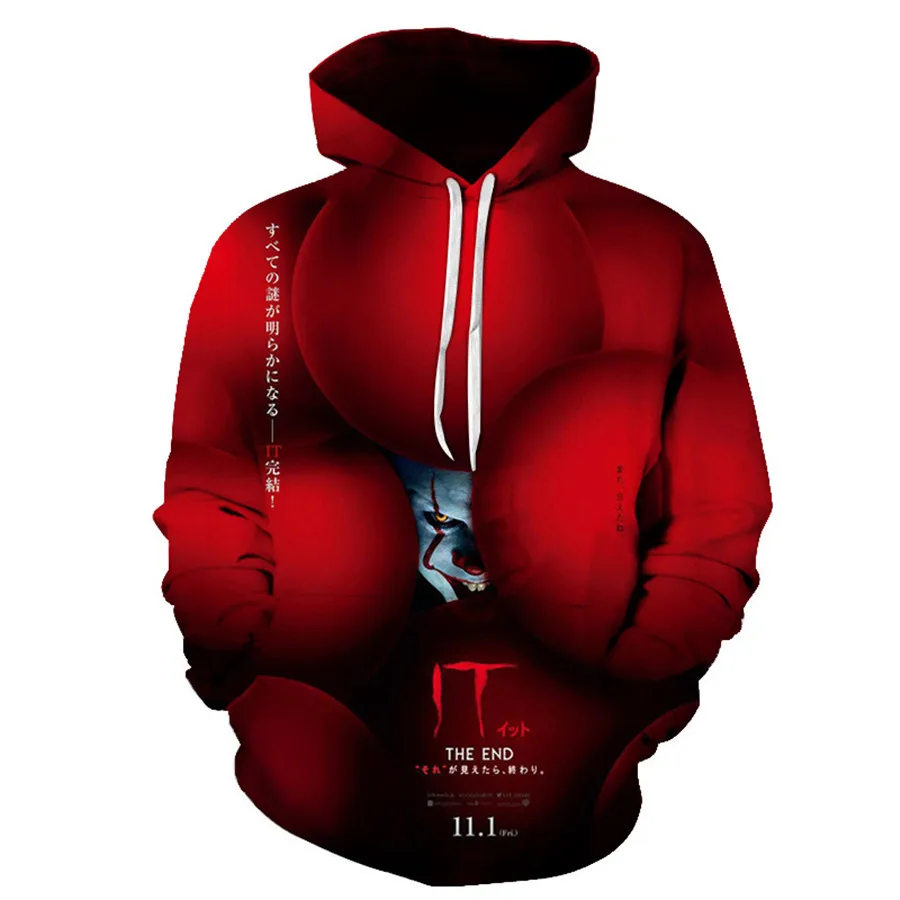 Аниме Толстовка с капюшоном фильм клоун Стивен Кинг это Pennywise Косплей Костюм Топ пальто для мужчин и женщин