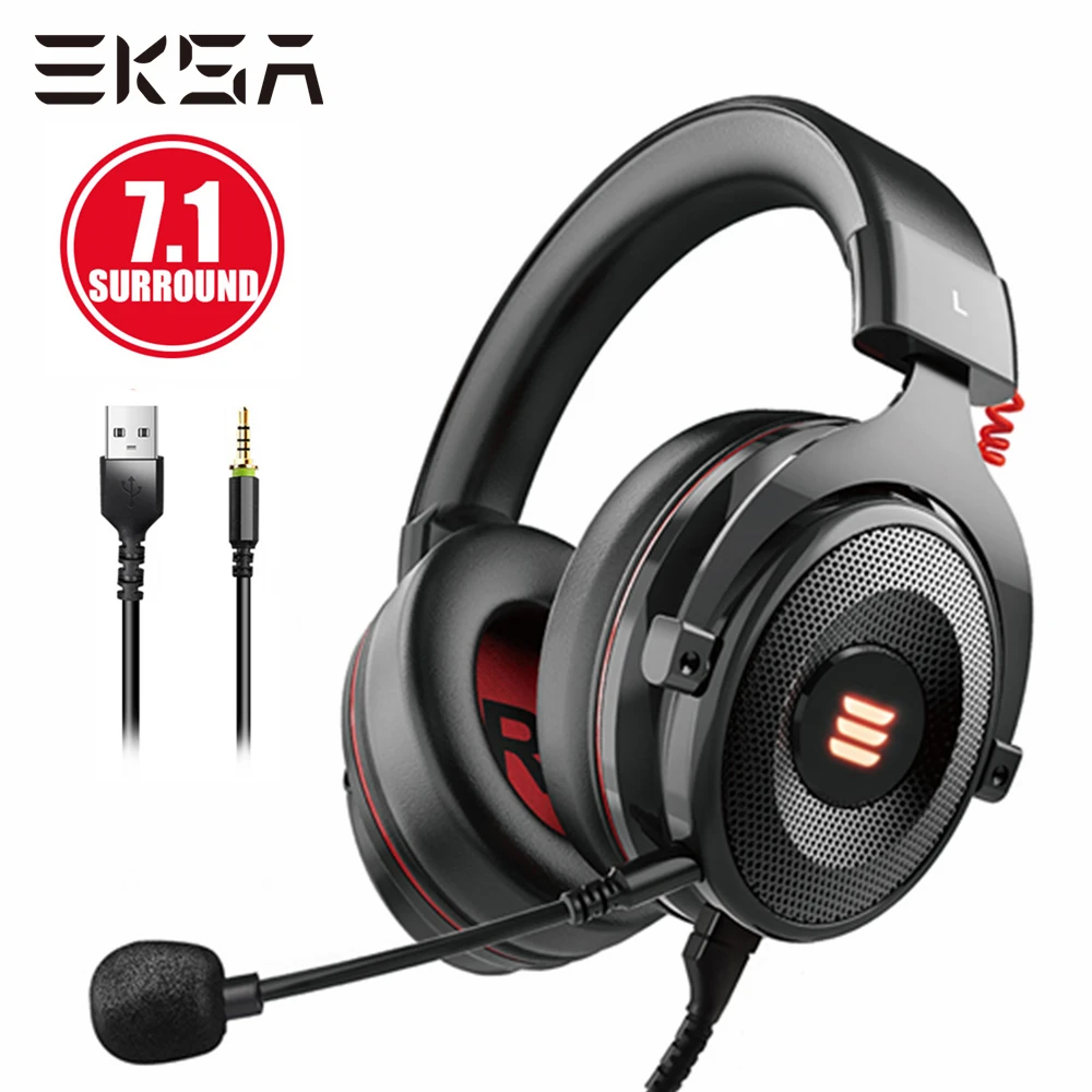 

EKSA E900 PRO Gamer Headset 7.1 Surround Sound 3.5mm/USB Jack Wired Gaming Headphones For PC/Xbox/PS4 with Noise-cancelling Mic