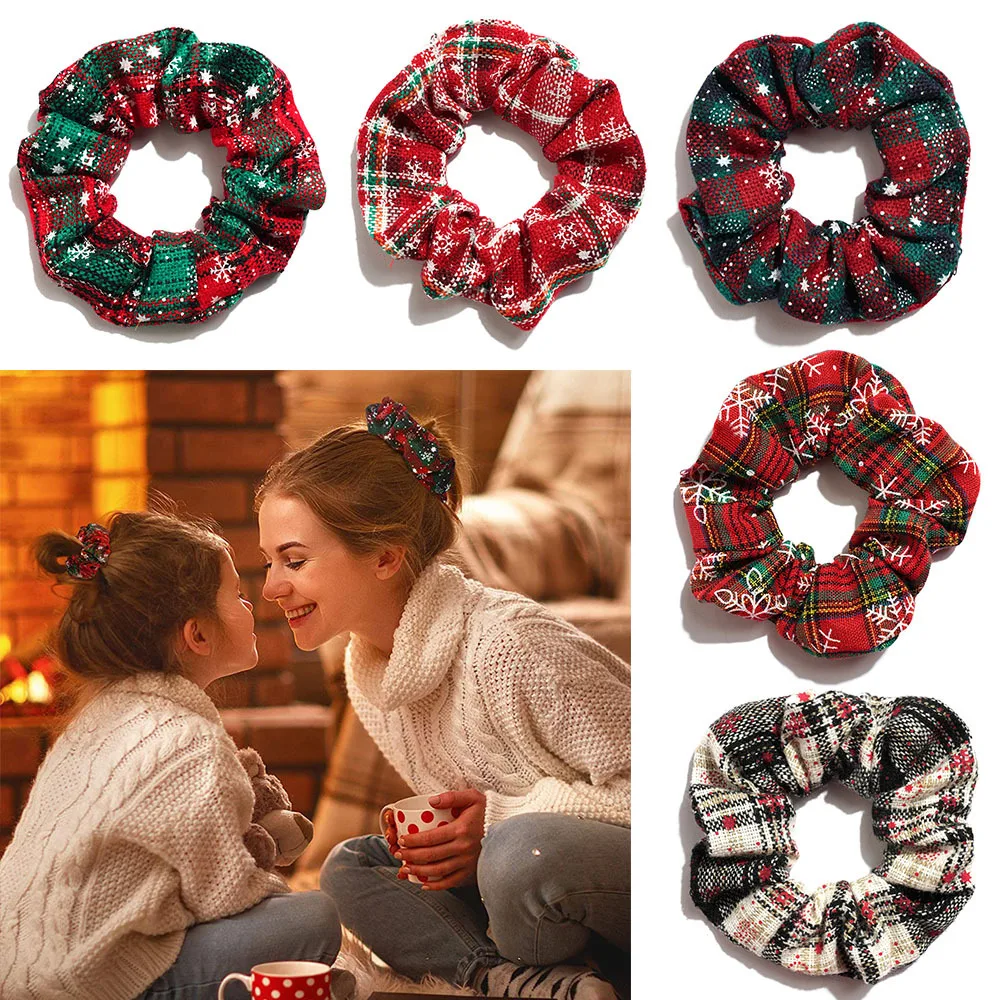 

European and American ins style Christmas pig intestine ring Christmas hair accessories hair ring head flower female headdress