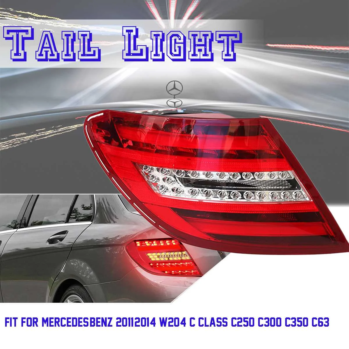 Светодиодный задний светильник s для Mercedes-Benz 2011- W204 C Class C250 C350 C63 12V автомобильный светильник в сборе, красный прозрачный АБС-пластик
