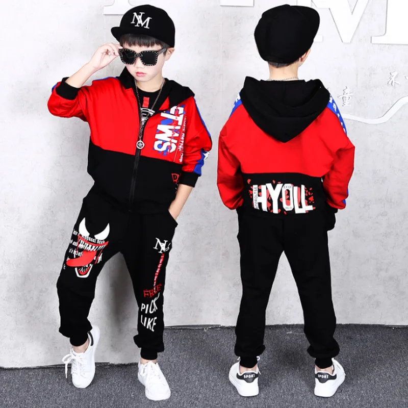 Tanie Wiosna dzieci chłopcy odzież zestaw wiosna jesień dzieci ubrania zestaw 4 6 8 10 12 13 14 lat sportowy strój dla chłopców moda odzież dla dzieci