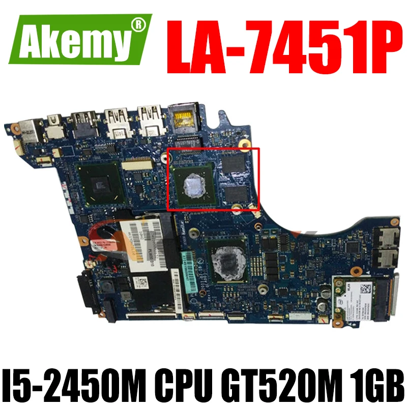 Akemy для Dell XPS 14Z L412Z Материнская плата ноутбука CN-01GY8V 01GY8V PLW00 LA-7451P I5-2450M Процессор GT520M