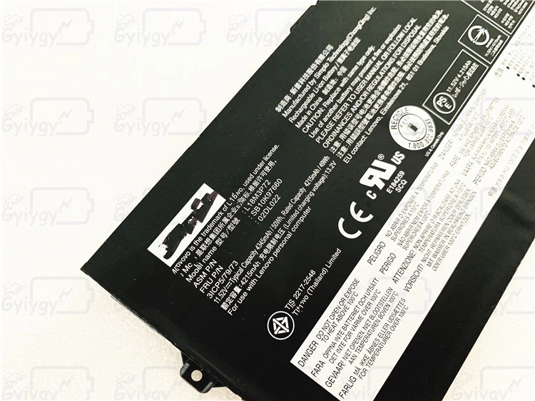 11,52 V 50Wh/4645mAh 3 ячейки) Аккумулятор для ноутбука, совместимый с аккумулятором для lenovo L18M3P72 SB10K97660 02DL022