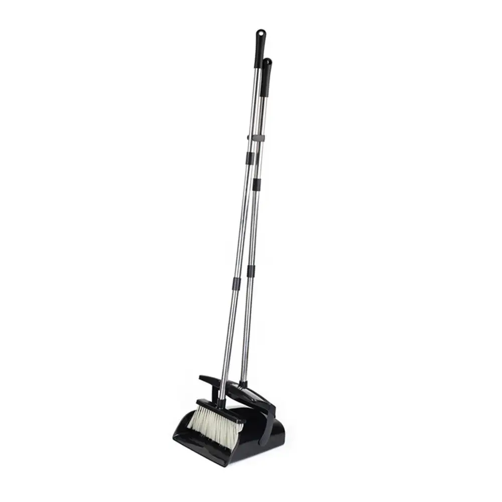 Метла и совок для мусора набор бытовой пластиковый совок для мусора комбинация с зубцы гребня ветрозащитный Метла Совок для мусора инструменты - Цвет: Black
