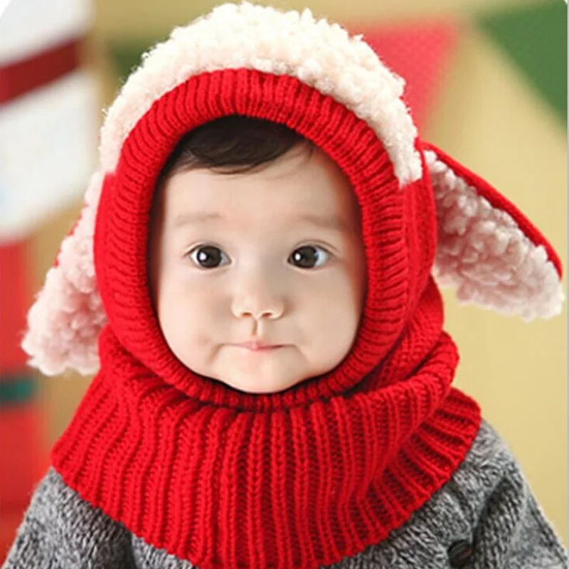 YELITE Kids Winter Hats Girls Boys Children Crochet Warm Caps And Scarf Set Baby Bonnet Enfant Cartton Cute Hat Christmas Gifts