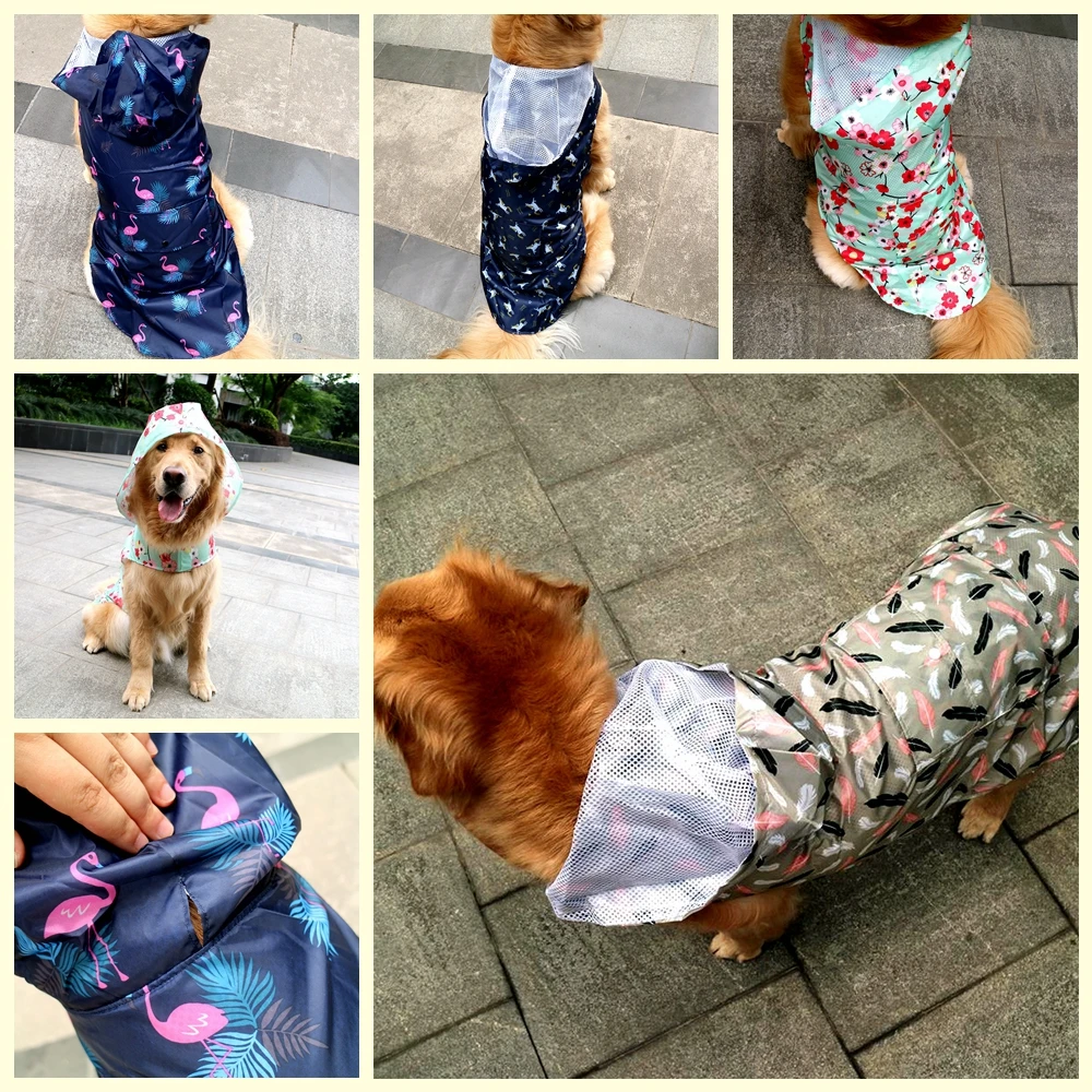 TOMEPETS impermeable para perro mascota de dibujos animados Adorable ropa suave ligero impermeable para grandes, medios de perro con capucha