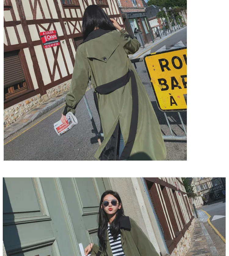 Spring And Autumn New Style Army Green Trench Coat Women's Mid-length Short-height Students Coat Slim Fit Slimming Versatil