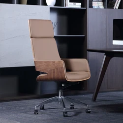 Chaise de bureau pivotante en bois de tilleul à dossier haut, mobilier de conférence en cuir, mobilier de maison, de jeu 