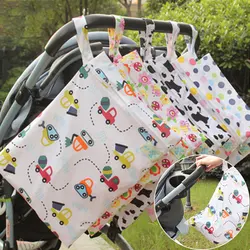 Sac à couches pour bébé, imperméable, réutilisable, humide, sec, poche imprimée, sac à couches de voyage, monocouche avec poussette à fermeture éclair 