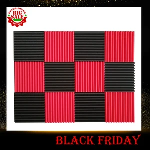 12 шт акустические панели звукоизоляция пена Акустическая плитка для студии пена звук клинья 1 дюймов X 12 дюймов X 12 дюймов черный + красный - изображение