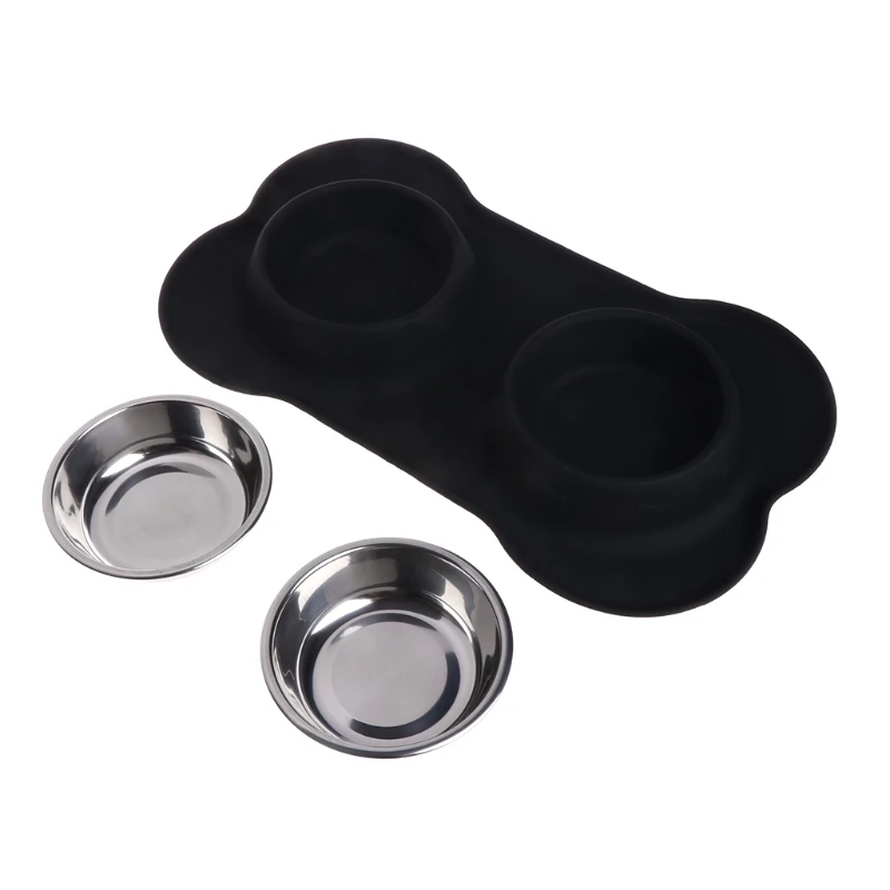 Pet Dogs двойная миска силиконовый коврик не скользит без разлива пищевая кормушка