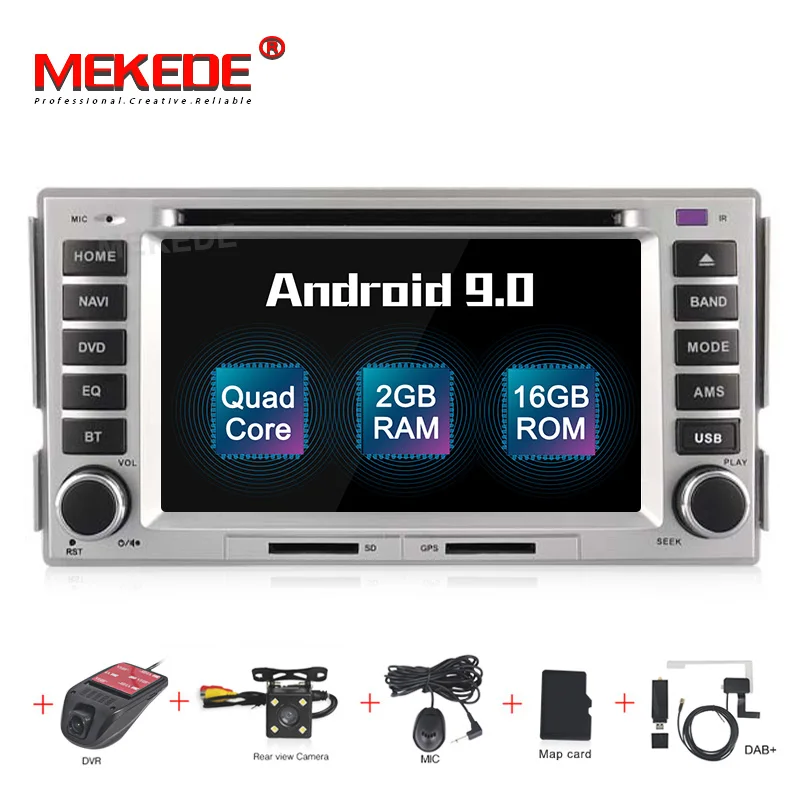 MEKEDE HD 2G+ 16G Android 9,0 автомобильный dvd-плеер для HYUNDAI SANTA FE 2006-2012 Мультимедиа gps навигация 2 Din Автомобильный Радио Аудио - Цвет: 16G  CAMERA DVR DAB