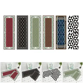 

Retro geometric pattern bathroom toilet door long strip of water-absorbing anti-slip mat carpet floor mat
