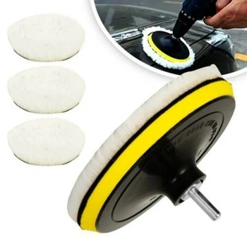 

5pcs/set 3/4/5/7in Buffing Polishing Pads Car Polisher Drill Wool Wheel Mop Kit