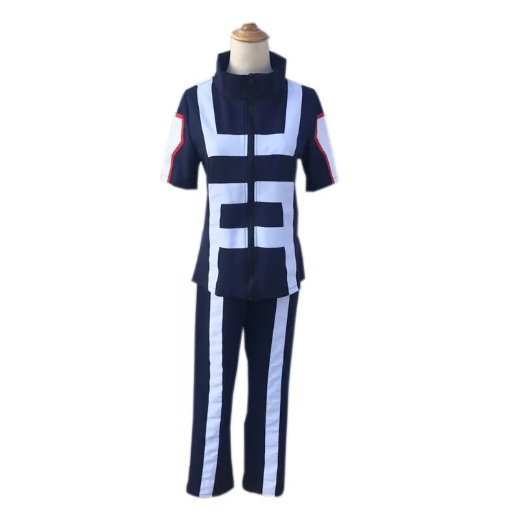 Синий Карнавальный Аниме Boku no Hero Bakugou Katsuki/Iida Tenya/Todoroki Shouto Косплей Костюм мой герой Academy спортивная одежда Топы+ брюки - Цвет: Синий