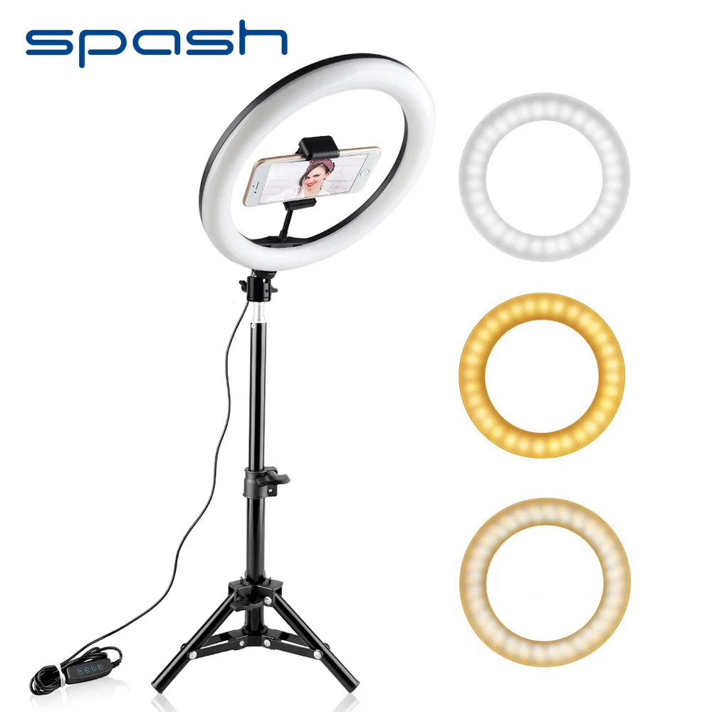  spash RL-10 Ring Light 26cm USB Dimmable Annular Lamp LED Ring Lamp with Phone Holder Tripod Stand  - 33004133988