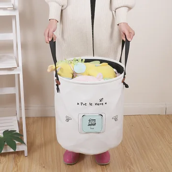

Foldable Clothes Storage Basket Thicken Canvas Dirty Laundry Storage Barrel Kids Toys Organizer Sundries Clothing Storage Pouch