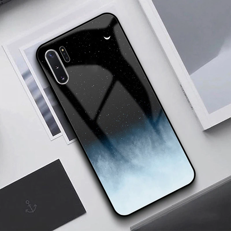 Auroras чехол для samsung Galaxy Note 10 Plus, закаленное стекло, принт с перьями, чехол для телефона samsung Note 8, 9, 10, чехол s - Цвет: Pattern 1
