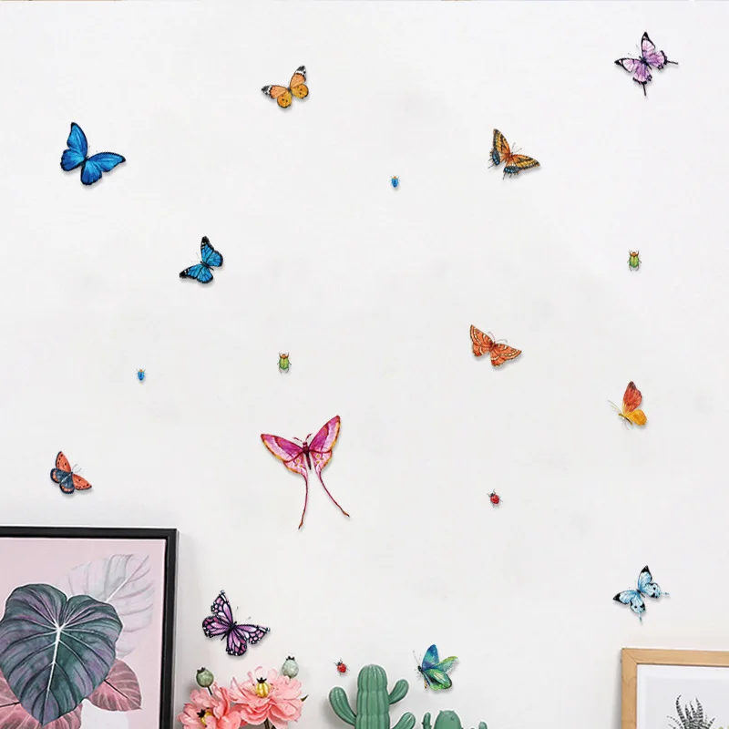 Lovley бабочка наклейки на стену чемодан ноутбук украшения мода домашний декор искусство ПВХ винил DIY обои маленькие подарки