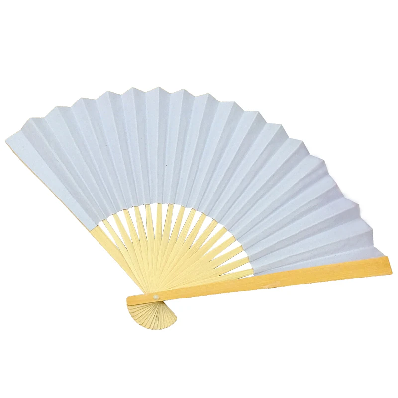 50PCS Kids DIY Graffiti White Paper Folding Fan Drawing Logo or