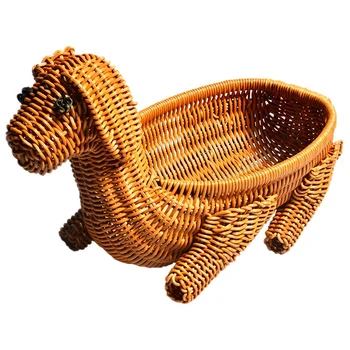 

Pastoral Style Hand-Made Rattan-Like Dog-Shaped Storage Basket Desktop Fruit Dry Goods Decoration Storage Basket