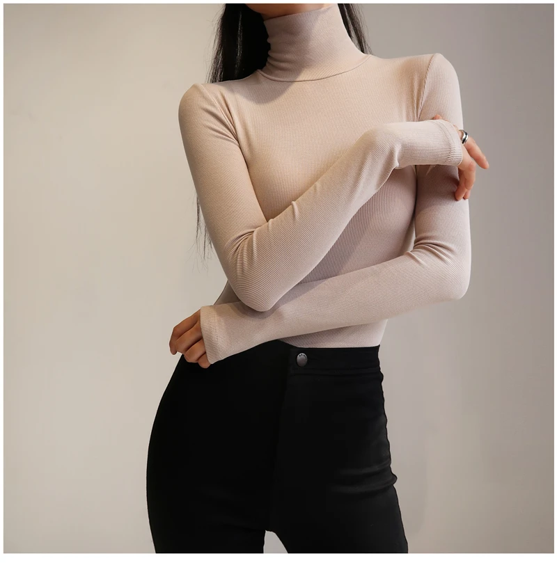 Women High Neck Rib Bodysuit with Long Sleeve