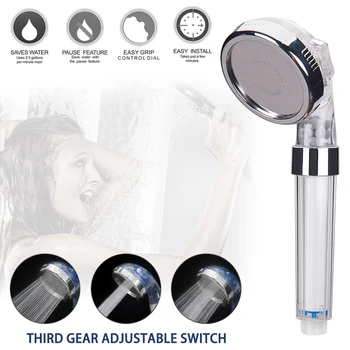 

Filter 3 Spray Modes High Pressure Shower Head Bath Water Saving Handheld Detachable