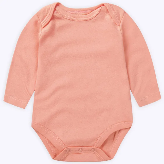 2021 Baby Ropa Bebe Newborn Girl Long Sleeve Rompers Clothes Bodysuits Kids New 3-24M Boys Infant Cotton Summer Body Pure Color Pink A