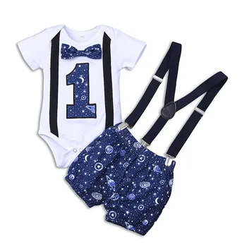 

Baby Boy 1 Year Birthday Clothes Set 1st Birthday Romper Straps Shorts Baby Boy 2 Piece Outfit Baby Boy Summer Clothes 2020