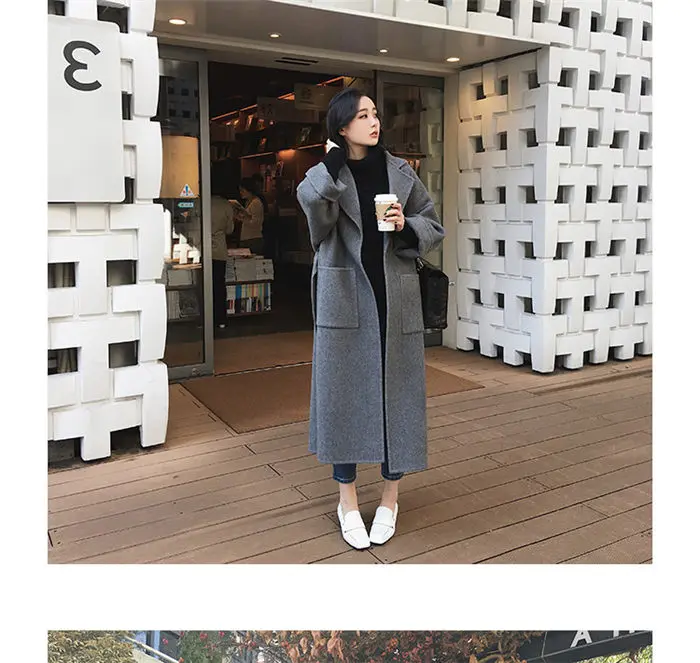 Весенне-осеннее женское серое пальто с повязкой, новое модное длинное шерстяное пальто, облегающее офисное Женское зимнее пальто, верхняя одежда f1396
