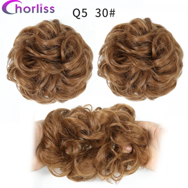 Синтетические кудрявые резинки для волос шиньон для женщин Chorliss Hair wrap Rope головной убор натуральный блонд коричневый поддельные волосы булочки аксессуары - Цвет: 30