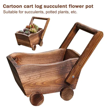 

Ornamental Balcony Garden Decor Rectangular Bedroom Succulent Planter Patio Wooden Barrow Flower Pot Cartoon Shop Window Rustic