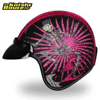 

Pink Motorcycle Helmet Retro Casco Moto Cruiser Chopper Scooter Motocross Cafe Racer 3/4 Open Face Motorbike Biker Moto Helmet