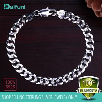 

Promotion 100% Authentic 6MM 925 Sterling Silver Hip-hop Chain Bracelet Wholesale Fashion Women or Men's Silver Cuban Jewelry