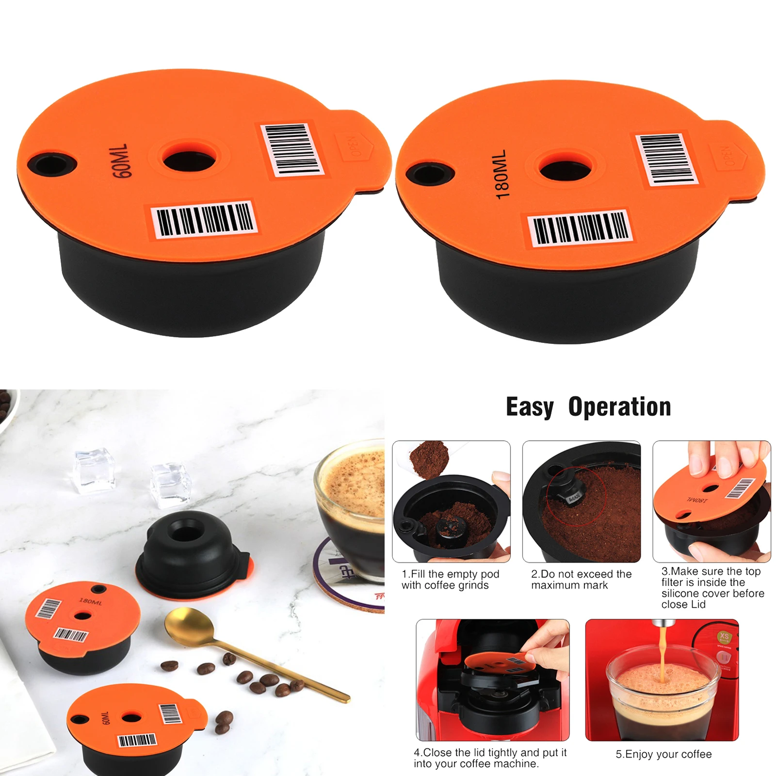 Refillable Reusable Plastic Coffee Capsule Cups for Bosch Tassimo, Home Office Cafe Refillable Reusable Plastic Coffee Capsule Cups for Bosch Tassimo, Home Office Cafe