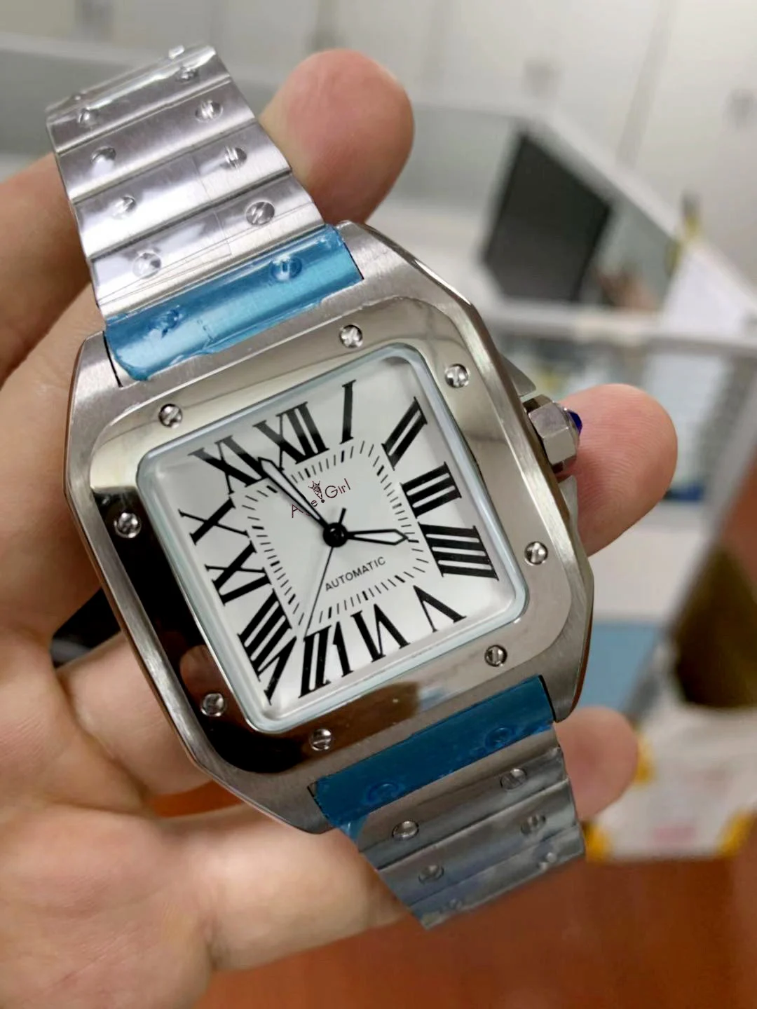 Роскошные брендовые Новые Мужские автоматические механические сапфировые часы