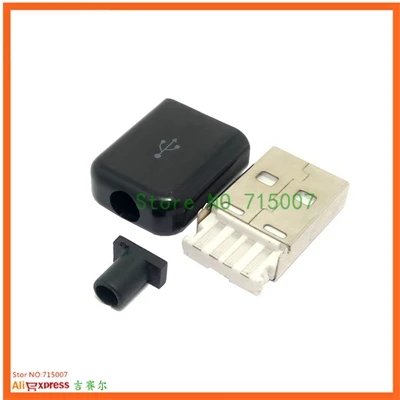 DIY USB 2,0 кабель Запчасти Разъем и в виде ракушки Тип мужской 4 Pin адаптер спаяное гнездо Тип Пластик оболочки - Цвет: black