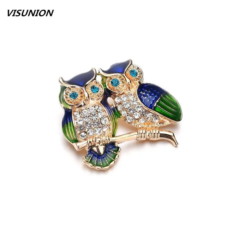 

Fashion Animal Owl Enamel Pins Crystal Brooches Double Owls Badges Lapel Zircon Brooch Coat Cap Collar Backpack Accessories New
