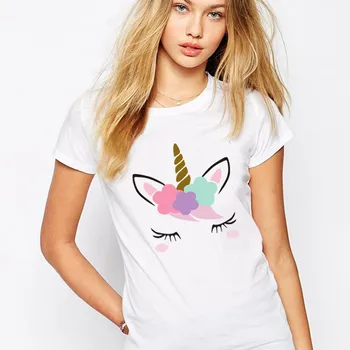 

90s O-Neck Short Sleeve Tshirt Graphic Top Tees Female Unicorn Kawaii Harajuku T Shirts Women Ullzang T-shirt