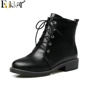 

Eokkar 2020 Women Ankle Boots Rouns Toe Winter Boots All Match Square Low Heel Solid Winter Warm Boots Ladies Boots Size 34-43