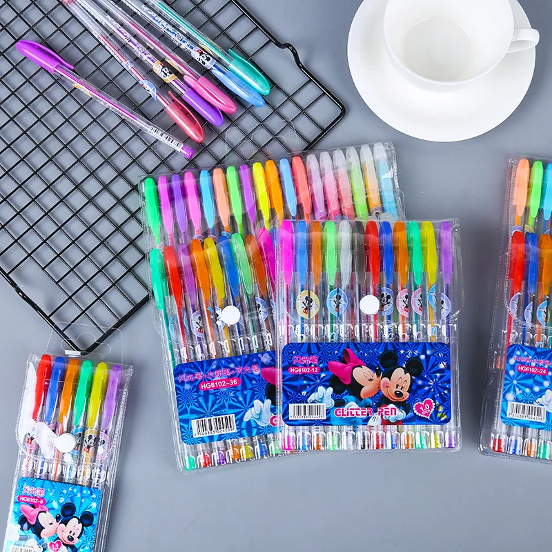 12/18/24/36/48 color Disney Mickey Minnie gel pen set highlighter office signature student writing painting gift | Канцтовары для
