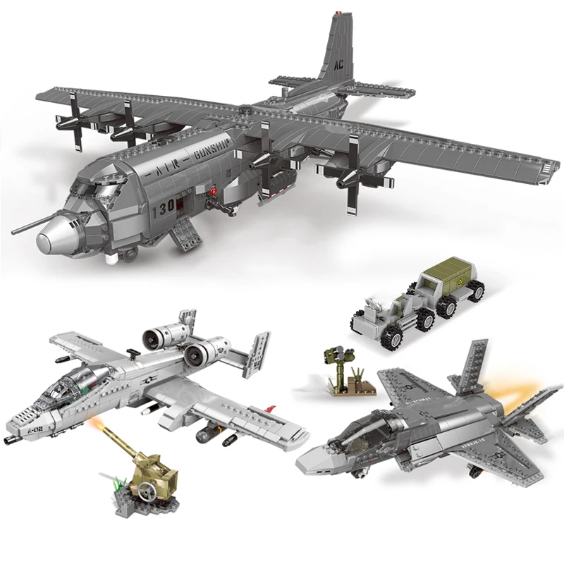 Строительные блоки подходят LegoINGlys WW2 Военная серия самолет наборы F 35 AC130 | Отзывы и видеообзор
