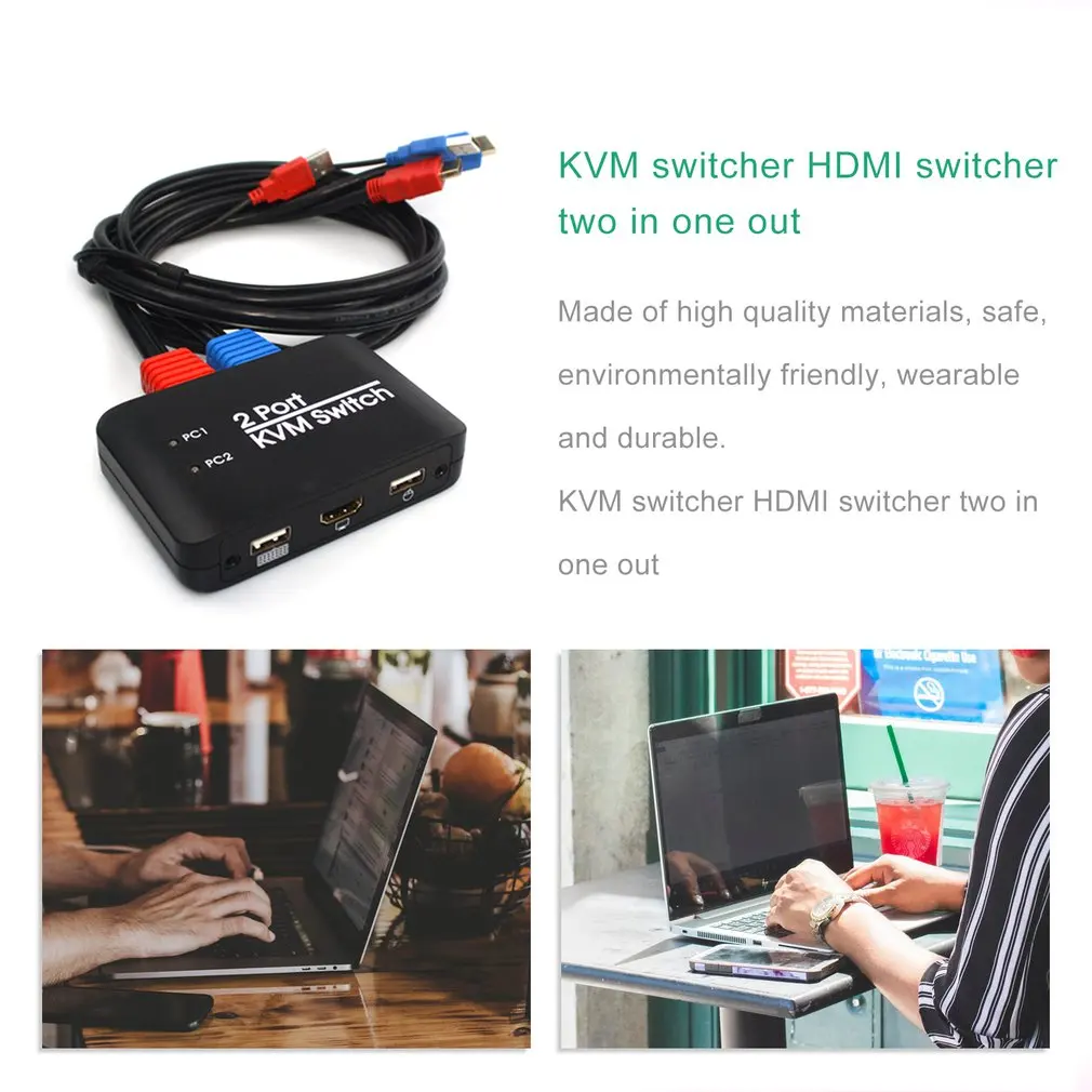 Hdmi Kvm переключатель кнопочный переключатель Usb порт с кабелем для монитора клавиатуры мыши Usb Hdmi ручной переключатель квм