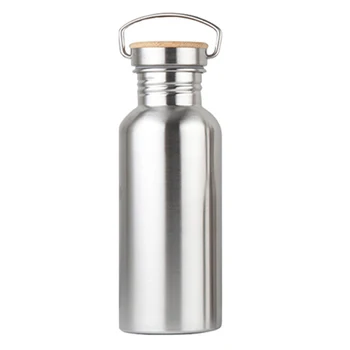 

Portable Stainless Steel Water Bottle Bamboo Lid Sports Flasks Leak-Proof Travel Cycling Hiking Camping Bottles 500Ml