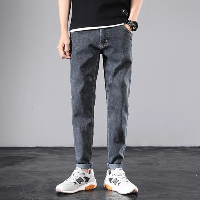 

Spring 2020 New Brand Menswear Denim Trousers High Quality Men's Stretch Jeans Men Cotton Gray Slim fit Jeans 27-36