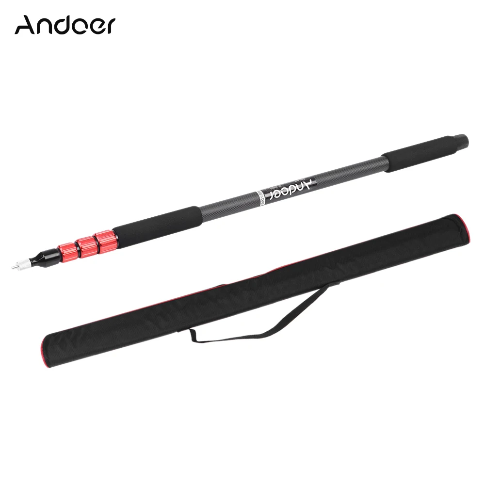 

Andoer TP-3000C Portable Carbon Fiber 4-Section Microphone Pole Handheld Sound Recording Grip Support Rod Flash Light Boom