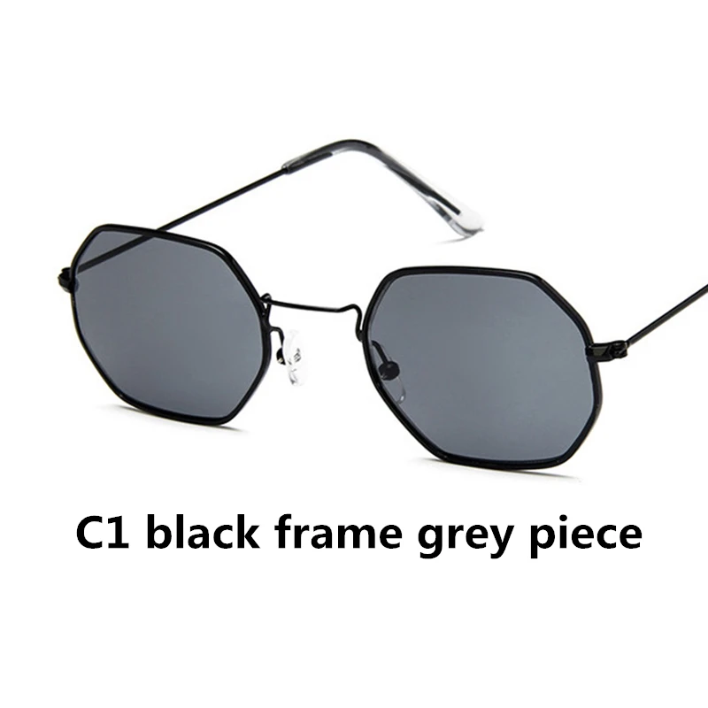 

2019 Retro polygon sunglasses Men Women Luxury Yellow Black Lens Square Sun Glasses Vintage Small Mirror color sunglasses